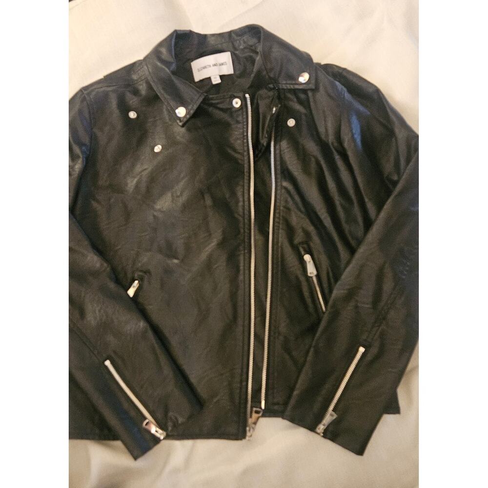ELIZABETH AND JAMES WOMEN'S FAUX LEATHER MOTO JACKET BLACK SIZE XS